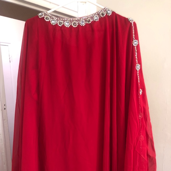 Red Kaftan dress, great for parties. - Picture 4 of 5